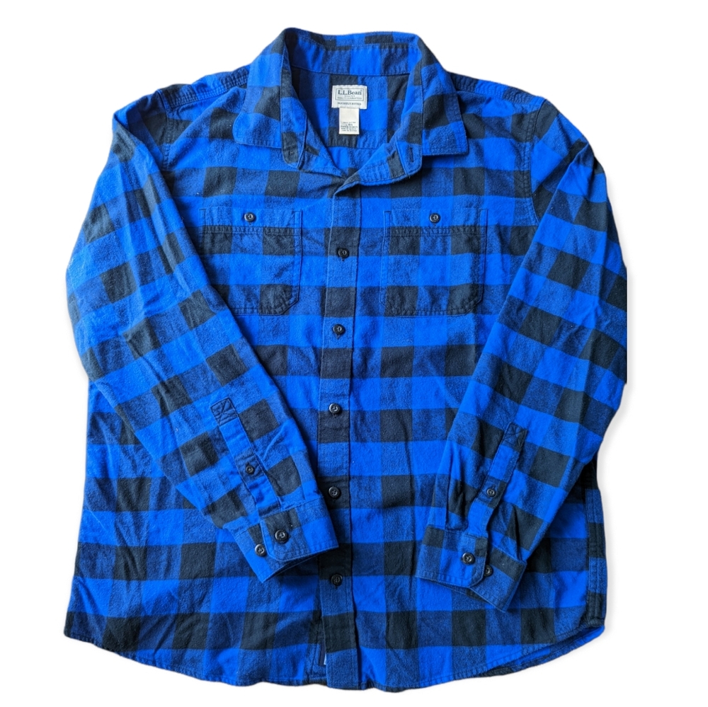 Adult Men L.L.Bean Large-Regular Flannel Shirt Slightly Fitted